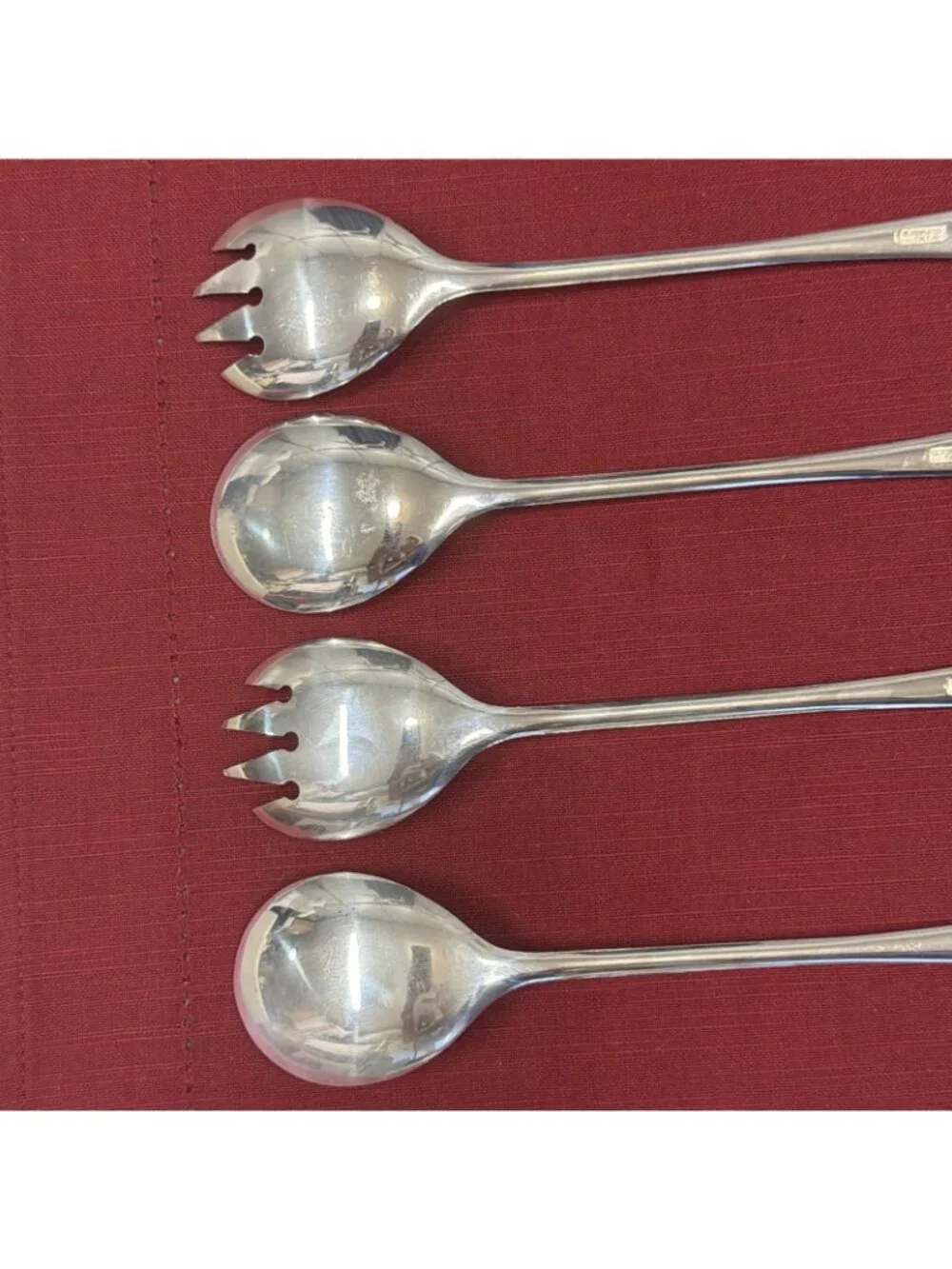 Vintage Italian Silverplate Salad Servers 2 Spoon Fork Sets 4 Pieces 9